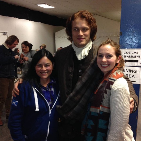 Diana with Sam Heughan and Diana's daughter Jenny