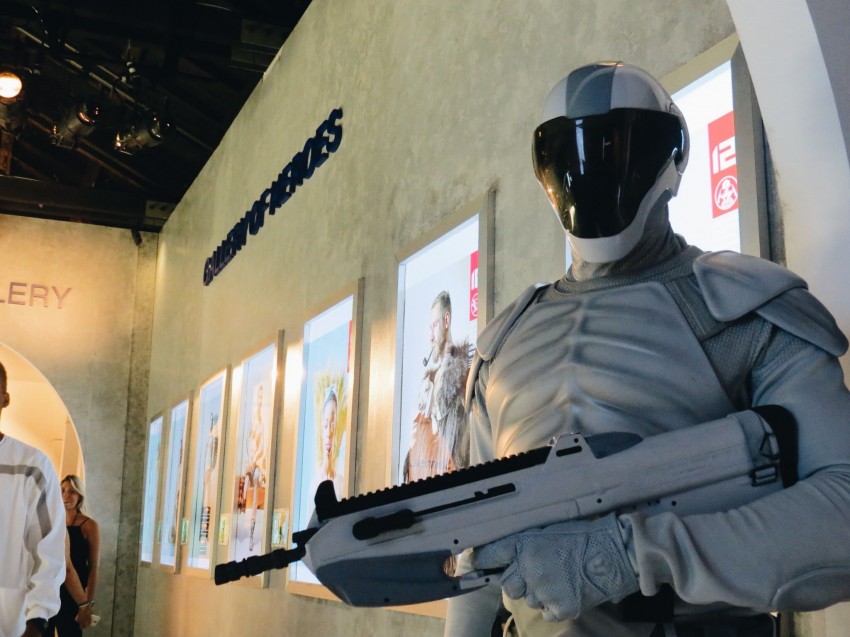 Capitol Peacekeepers guarding the Samsung Mobile USA Galaxy Experience at Comic-Con! #MockingjaySDCC