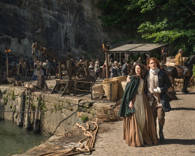 Sam Heughan as Jamie Fraser; Caitriona Balfe as Claire Fraser – Outlander Season Two