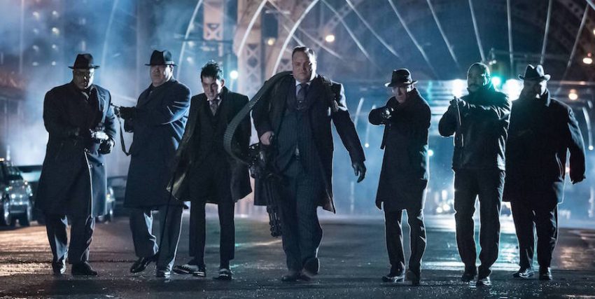 GOTHAM: L- R:  (Third from left) Robin Lord Taylor and Drew Powell in the “Wrath of the Villains: Transference” season finale episode of GOTHAM airing Monday, May 23 (8:00-9:00 PM ET/PT) on FOX. ©2016 Fox Broadcasting Co. Cr: Jeff Neumann/FOX