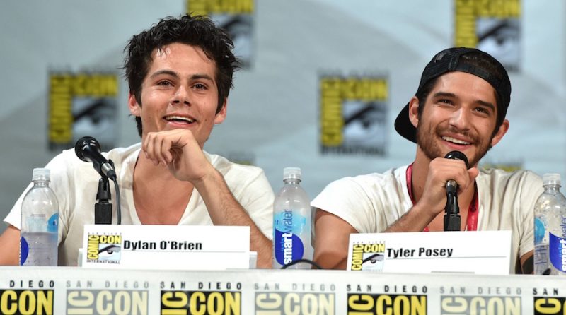 Dylan O'Brien, left, and Tyler Posey attend the "Teen Wolf" panel at Comic-Con International on Thursday, July 24, 2014, in San Diego. (Photo by John Shearer/Invision for MTV/AP Images)