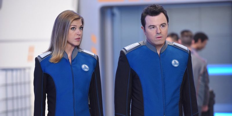 THE ORVILLE:  L-R:  Adrianne Palicki and Seth MacFarlane in the "Cupid's Dagger" episode of THE ORVILLE airing Thursday, Nov. 9 (9:01-10:00 PM ET/PT) on FOX.  ©2017 Fox Broadcasting Company.  Cr:  Ray Mickshaw/FOX
