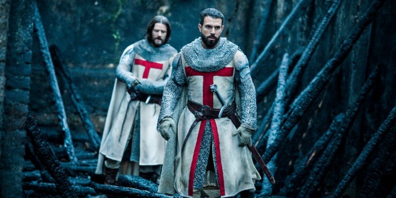 Templar Knight Landry (Tom Cullen) and Templar Knight Gawain (Pádraic Delaney) from HISTORY's New Drama Series Knightfall. ‘And Certainly Not The Cripple’ premieres Jan. 17 at 10PM ET/PT.