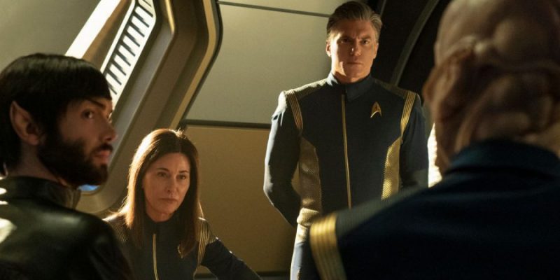Admiral Cornwell, Captain Pike, Spoke and Saru discuss what to do next.
