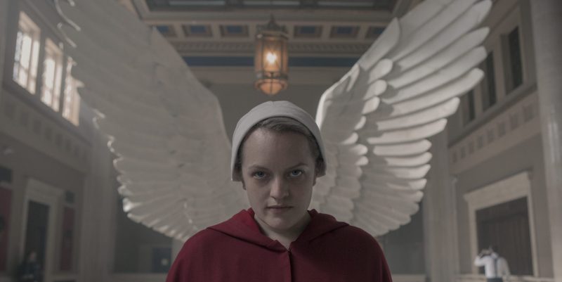 The Handmaid's Tale -- "Household" - Episode 306 -- June accompanies the Waterfords to Washington D.C., where a powerful family offers a glimpse of the future of Gilead. June makes an important connection as she attempts to protect Nichole. June (Elisabeth Moss), shown. (Photo by: Sophie Giraud/Hulu)