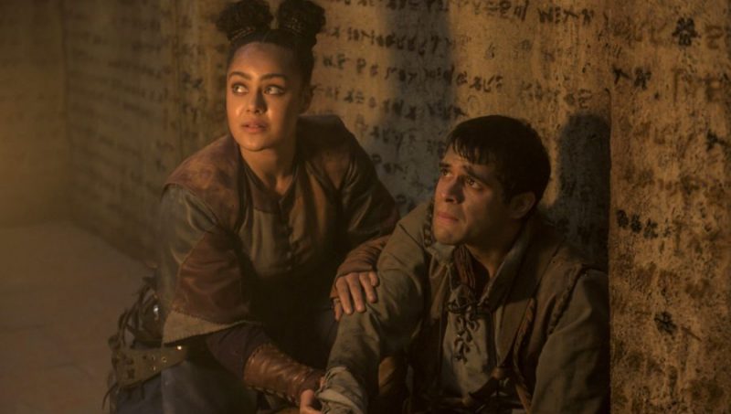 The Outpost -- "A Life for a Life" -- Image Number: OUT303_1689.jpg -- Pictured (L-R): Izuka Hoyle as Wren and Anand Desai-Barochia as Janzo -- Photo: Aleksander Letic/NBCU International -- © 2020 Outpost TV LLC. Courtesy of Electric Entertainment.