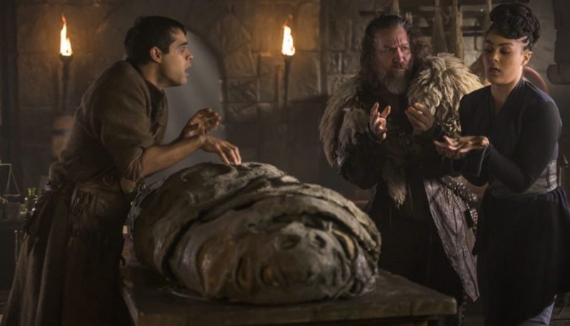 The Outpost -- “All We Do is Say Goodbye” -- Pictured (L - R): Anand Desai-Barochia as Janzo, Adam Johnson as Munt, and Izuka Hoyle as Wren -- Photo: Aleksandar Letic/NBCU International -- 2020 Outpost TV LLC. Courtesy of Electric Entertainment.