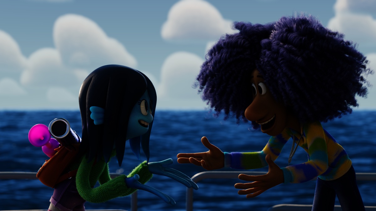 (from left) Ruby Gillman (Lana Condor) and Connor (Jaboukie Young-White) in DreamWorks Animation’s Ruby Gillman Teenage Kraken, directed by Kirk DiMicco.