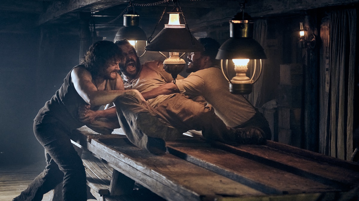 (from left) Abrams (Chris Walley), Olgaren (Stefan Kapicic) and Clemens (Corey Hawkins) in The Last Voyage of the Demeter, directed by André Øvredal.